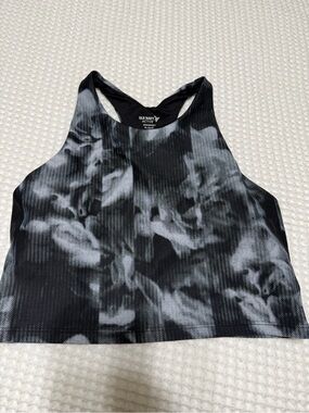 Old Navy Black & Gray Tie-Dye Racerback Sports bra